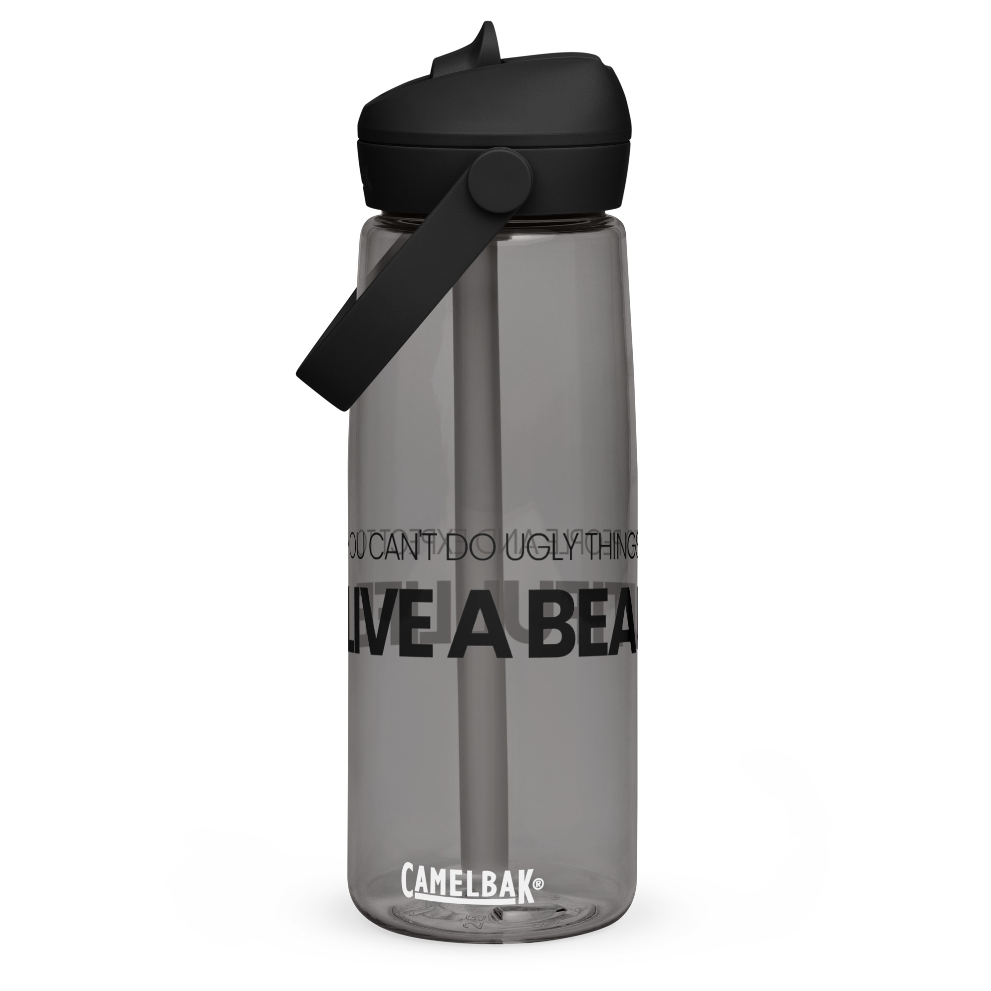 Flip straw water bottle