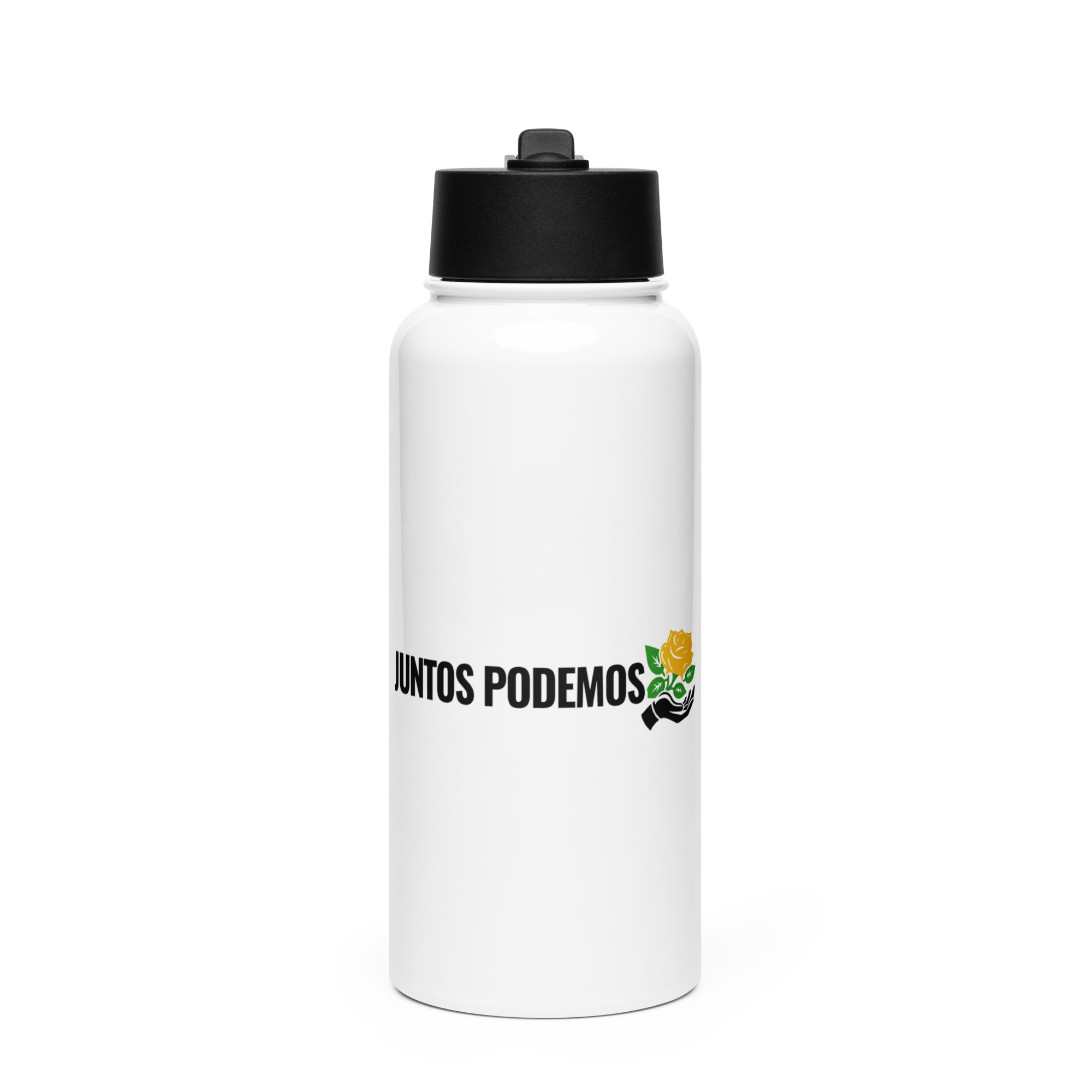 Stainless steel water bottle with a straw lid
